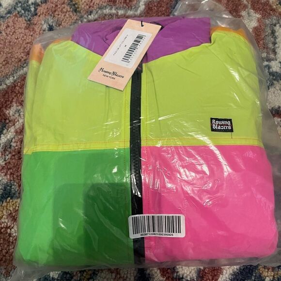 NWT Rowing Blazers Colorblock cashball jacket neon colorblock size M - Picture 2 of 6